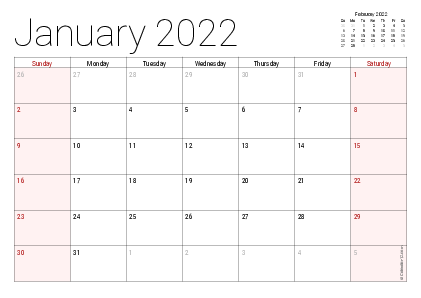 calendar 2022 monthly printable